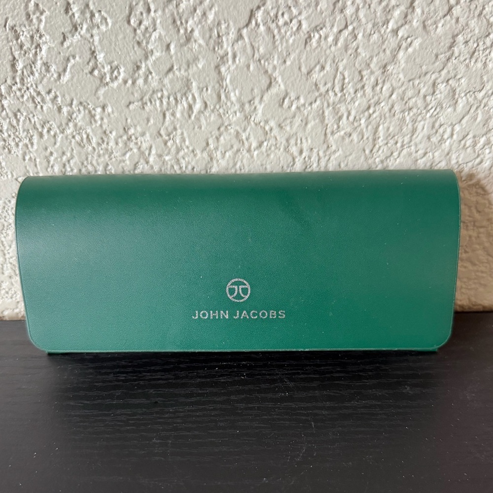 John Jacobs Green Gold Magnetic Flap Eyeglass Sunglass Case